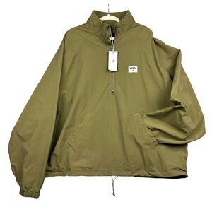 NEW Staple Pigeon Half Zip Jacket Men 2XL Olive Green Nylon Pullover Windbreaker